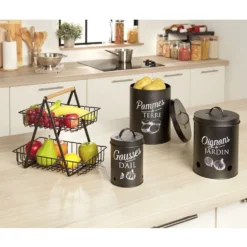Boîte de conservation métal noir pour pomme de terre