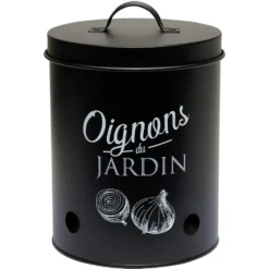 Boîte de conservation métal noir pour oignon