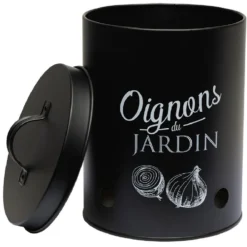 Boîte de conservation métal noir pour oignon