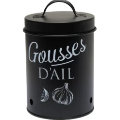 Boîte de conservation métal noir pour ail