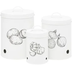 Boîte de conservation pour ail en métal blanc