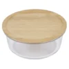 Boîte de conservation ronde en verre avec couvercle en bambou 850 ml
