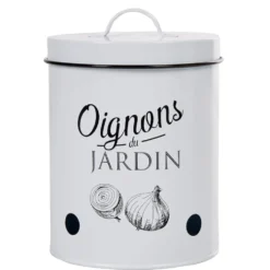 Boîte de conservation vintage en métal pour oignons