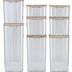 Boîte de conservation x8 plastique et couvercle bambou 370/680/950/1300/1800ml