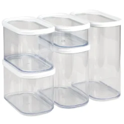Boîte de conservation x5 transparente avec couvercle blanc 0,4 à 2L