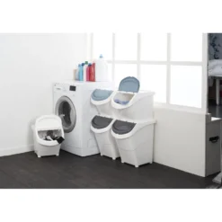Boîte de rangement blanche avec couvercle 20L