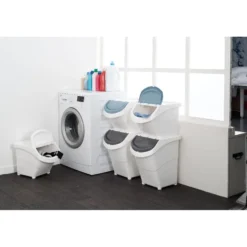Boîte de rangement blanche avec couvercle 40L