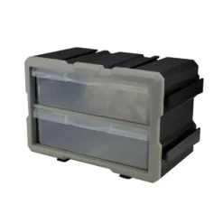 Boîte de rangement bricolage modulable plastique gris 2 casiers 28x17xH16cm