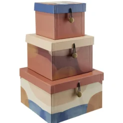 Boîte de rangement carrée déco x3
