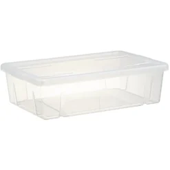 Boîte de rangement dessous de lit blanc transparent avec couvercle 28L