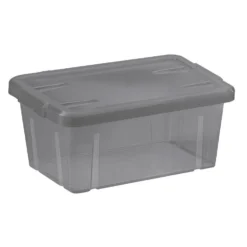 Boîte de rangement gris fumé avec couvercle 4,4L