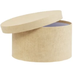 Boîte de rangement ronde beige Ø15xH9cm