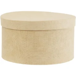 Boîte de rangement ronde beige Ø22xH12cm
