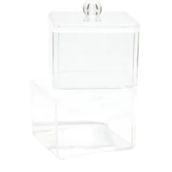 Boîte de rangement salle de bain 2 compartiments 9,3x9,3xH15,5cm