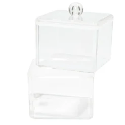 Boîte de rangement salle de bain 2 compartiments 9,3x9,3xH15,5cm