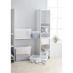 Boîte de rangement transparente avec couvercle 18,8L