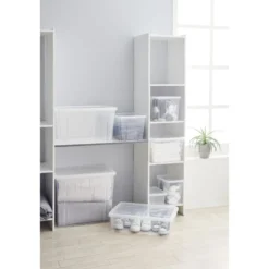 Boîte de rangement transparente avec couvercle 54L