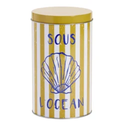 Boîte en métal 1,8L ronde décor marin Ø11xH18,5cm (3 modèles)