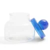 Boîte en verre transparent + couvercle bleu Ø12xH16cm