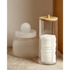 Boîte en verre transparent + couvercle blanc Ø12xH16cm