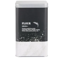 Boîte à farine en métal noir design flour - 10,7x10,7xH.17,5cm