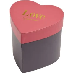 Boîte forme coeur intérieur fleurs séchées 15x15xH14cm