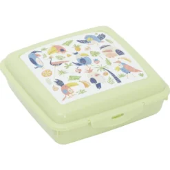 Boîte à goûter carrée plastique vert 15x14,5xH5cm