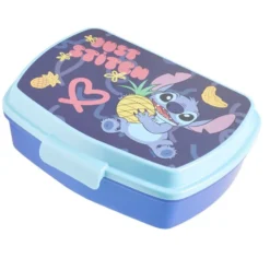 Boîte à goûter enfant Stitch plastique bleu 17x14xH6cm