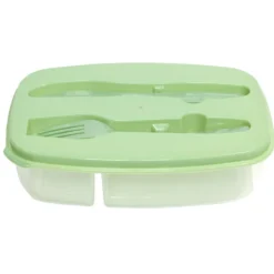 Boîte lunch 1L avec fourchette et couteau 22,5x15,5xH12cm (2 modèles)