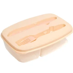 Boîte lunch 1L avec fourchette et couteau 22,5x15,5xH12cm (2 modèles)