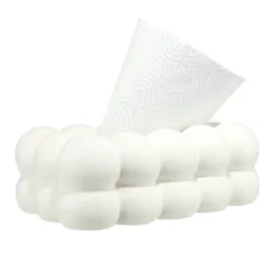 Boîte à mouchoirs décorative forme bubble dolomite blanche 25,5x13,5xH9cm