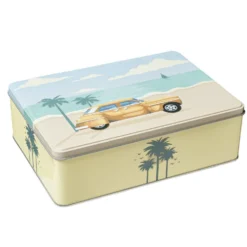 Boîte métal décor vintage 22,5x16,5xH7,5cm (3 modèles)