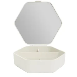 Boîte organisateur à cosmétique et bijoux avec miroir 15x14cm (2 modèles)