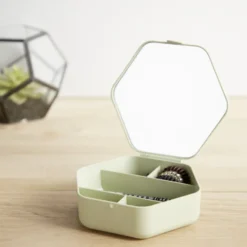 Boîte organisateur à cosmétique et bijoux avec miroir 15x14cm (2 modèles)