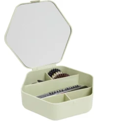 Boîte organisateur à cosmétique et bijoux avec miroir 15x14cm (2 modèles)