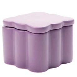 Boîte organisateur salle de bain en dolomite contour ondulé 10x10xH8cm (3 modèles)