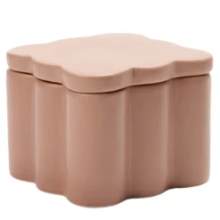Boîte organisateur salle de bain en dolomite contour ondulé 10x10xH8cm (3 modèles)
