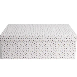 Boîte papier blanc à pois 40x26,5x13cm
