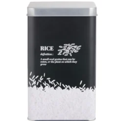 Boîte à riz en métal noir et gris design rice - 10,7x10,7xH.17,5cm