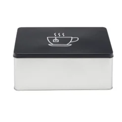 Boîte à thé rectangulaire en métal 22x19xH.9cm