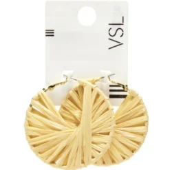 Boucles d'oreilles anneau en raphia beige