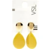 Boucles d'oreilles boutons argenté avec goutte pleine orange