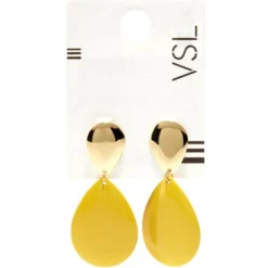 Boucles d'oreilles boutons argenté avec goutte pleine orange