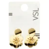Boucles d'oreilles boutons avec fleur tombante noir et doré