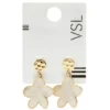 Boucles d'oreilles boutons dorées avec fleur pendante
