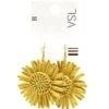 Boucles d'oreilles boutons raphia fleurs pendantes tournesol jaune