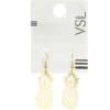 Boucles d'oreilles crochets avec ananas tombant ajouré doré