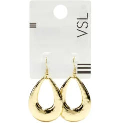Boucles d'oreilles crochets forme goutte large ajourée martelée zinc argenté