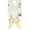 Boucles d'oreilles crochets pendantes grande feuille dorée