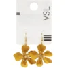 Boucles d'oreilles crochets zinc doré fleur pendante jaune